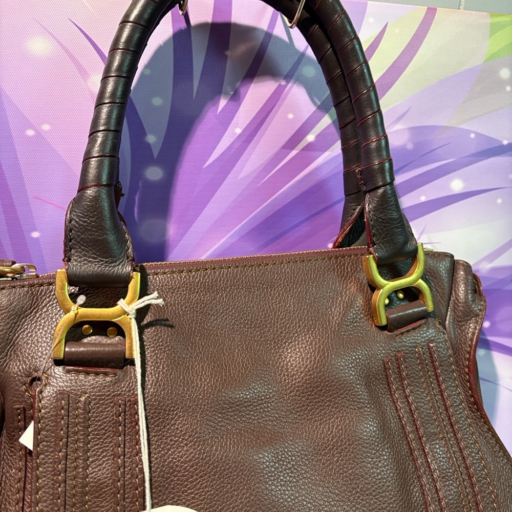 CHLOE MARCIE Dark Brown Leather HAND BAG - Picture 2 of 15